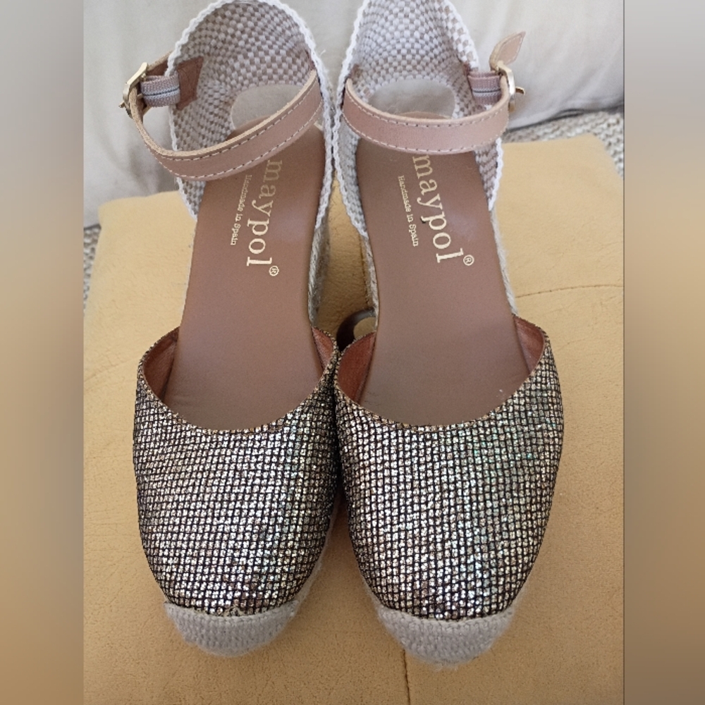 Anthropologie Maypol Metallic Espadrille Wedges - Picture 3 of 10